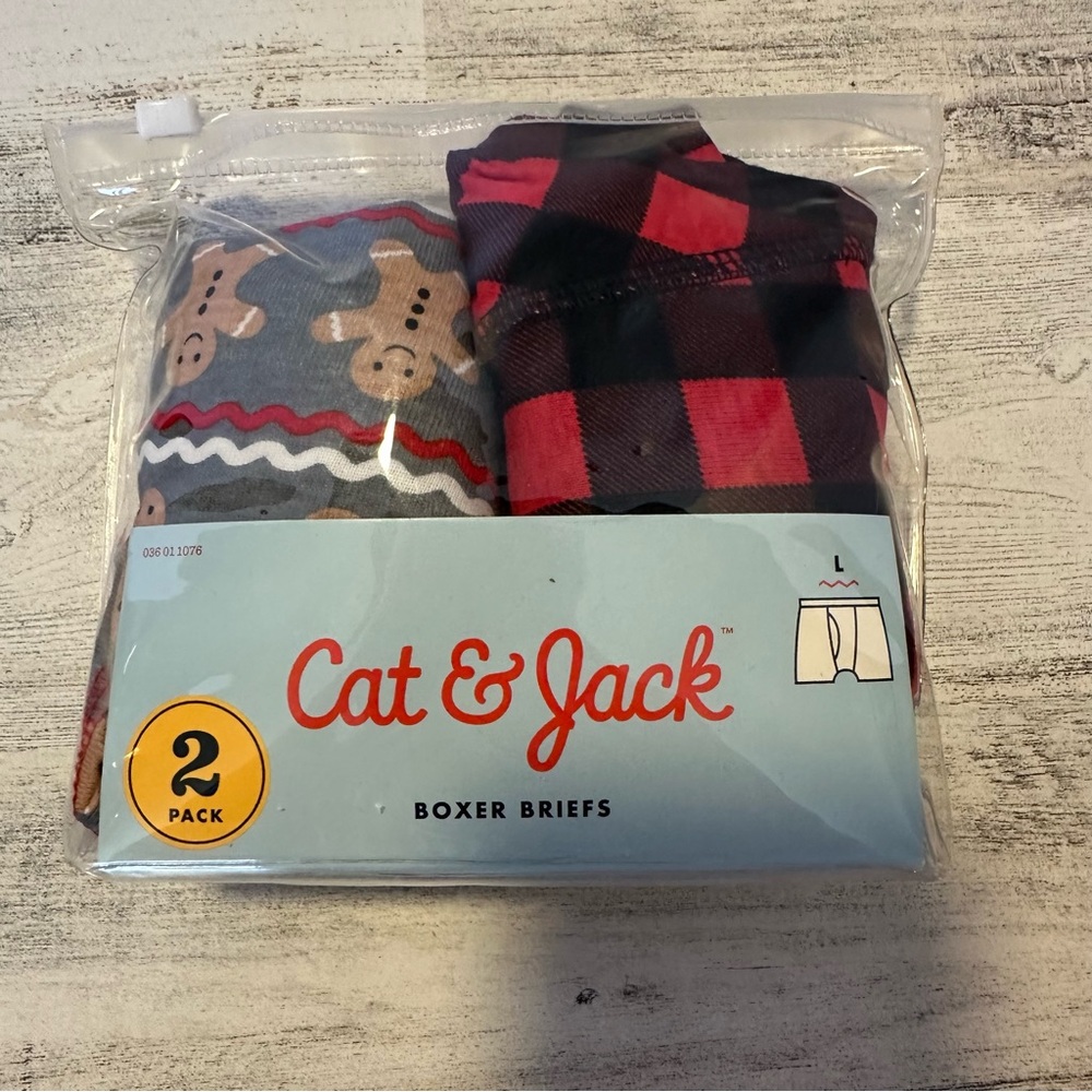 Cat & Jack 2 Christmas Boxer Briefs Size L NEW